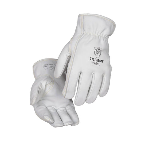 Tillman 1408-M A6 Cut Resistant Top Grain Cowhide Drivers Gloves with Para-Aramid Steel Liner Pearl Medium