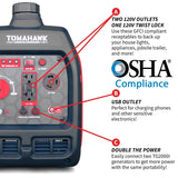 Tomahawk TGE3000I 3000 Watt Super Quiet Portable Inverter Generator 20" x 12" x 19" - 2