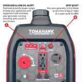 Tomahawk TGE3000I 3000 Watt Super Quiet Portable Inverter Generator 20" x 12" x 19" - 3