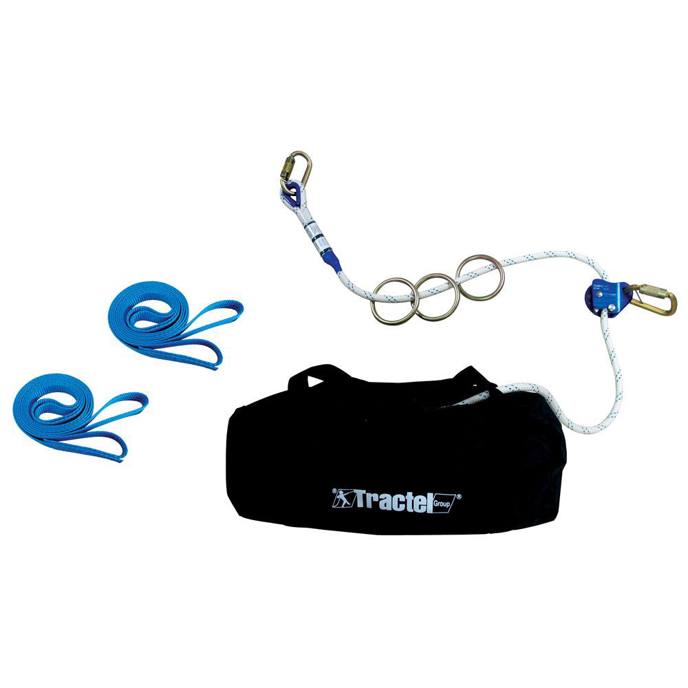 Tractel H66500 Travsafe TEMPO III 60' 3-Person Temporary Portable Rope Horizontal Lifeline System HLL /Incl. 2ea 6ft Endless Slings - 2
