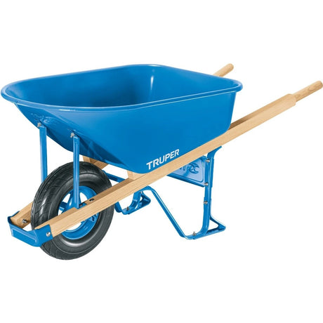 Truper 33182 6 Cubic Foot Steel Tray Flat Free Wheelbarrow