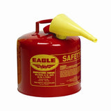 Eagle UI-50-FS Metal - 5 Gallon OSHA Red Safety Gas Can w/Funnel