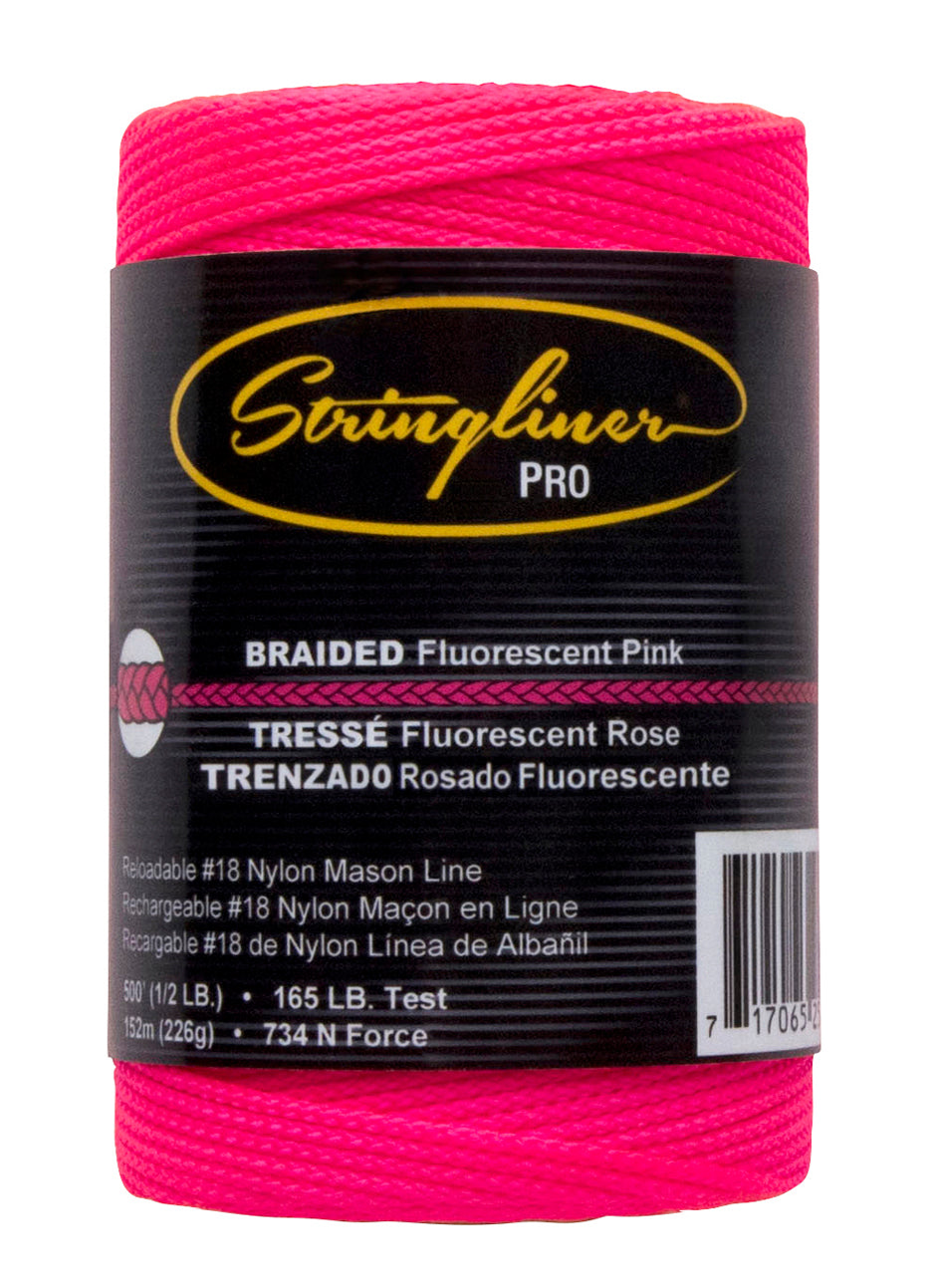 U.S. TAPE CO. 35462 Stringliner #18 Construction Line  Braided Fluorescent Pink 500'