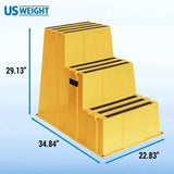 US Weight SS300 3 Step High Visibility Yellow Anti Slip Safety Step Stool 22.83 x 34.84 x 29.13" - 3