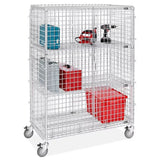 Uline H-2084 48 x 24 x 69" Locking Wire Security Cart with 3 Shelves
