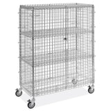 Uline H-2084 48 x 24 x 69" Locking Wire Security Cart with 3 Shelves - 2
