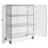 Uline H-2084 48 x 24 x 69" Locking Wire Security Cart with 3 Shelves - 3