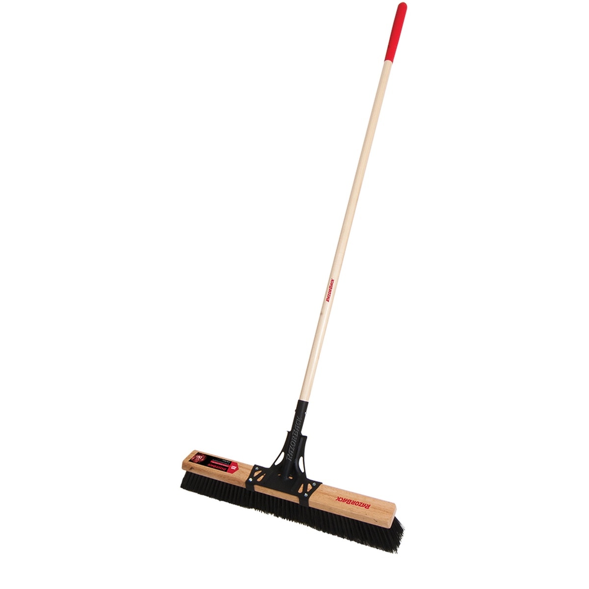 Union Tools BR24RG17 24" Rough Surface Push Broom with 3" Coarse Black Bristles and 60" Wood Handle