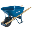 Union Tools M6FFKB 6 cf. Steel W/Flat Free Tire Blue Wheelbarrow, Wood Handles