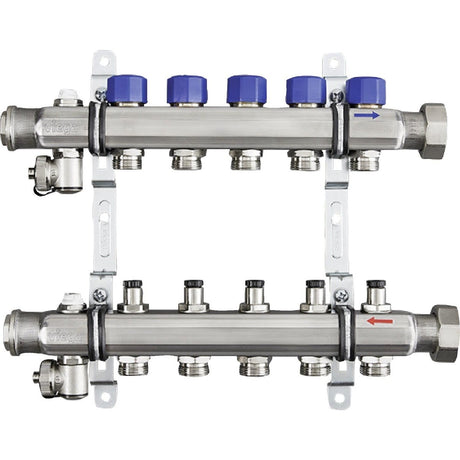 Viega 16404 (2879) Stainless Steel 6-Outlet Manifold with 1-1/4 in Union and 1 in FPT (1 Each)