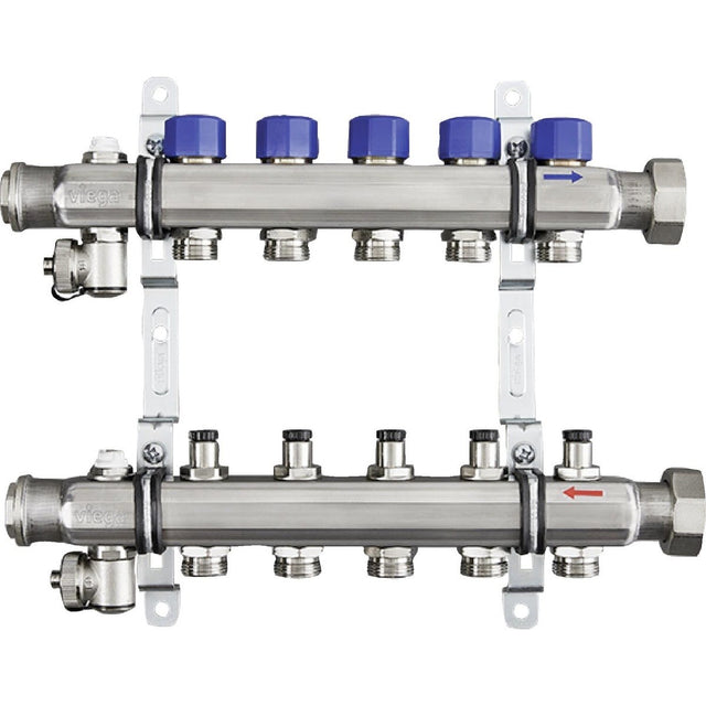 Viega 16404 (2879) Stainless Steel 6-Outlet Manifold with 1-1/4 in Union and 1 in FPT (1 Each)