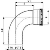 Viega 20638 (0916.1XL) 2 1/2 in Copper ProPress 90 Degree Street Elbow P x FTG (1 Pack) - 3