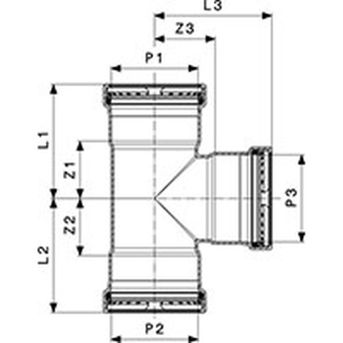 Viega 20803 (0918XL) ProPress XL-C Copper Press Tee 2 1/2 x 2 1/2 x 1 1/2 in (1 Each) - 3