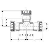 Viega 25376 (6618) MegaPressG 1-1/2 in. x 1-1/2 in. x 1-1/4 in. Carbon Steel Press Tee - 2