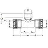 Viega 28725 (6617.2XL) MegaPressG XL Tee 2 1/2 in. P x 2 1/2 in. P x 3/4 in. FPT (1 Each) - 2