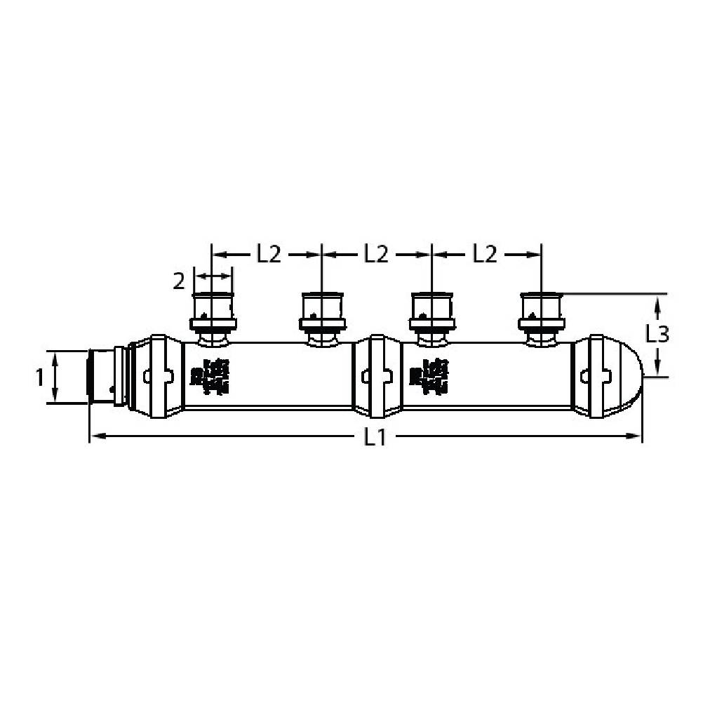 Viega 49206 (V5636.1) PureFlow Press Zero Lead Polymer Manifold 1 in x 1/2 in 6 Outlet Closed - 2