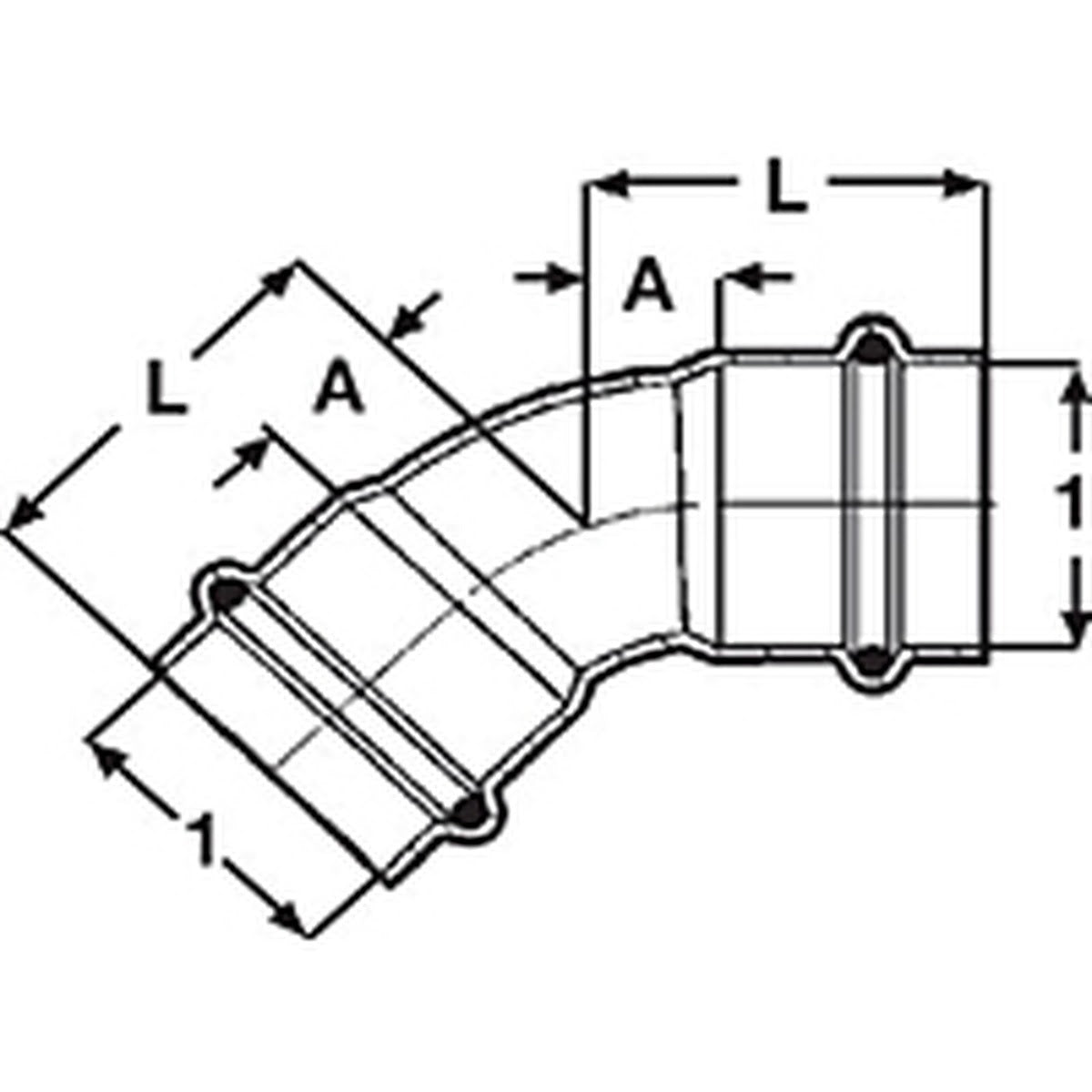 Viega 77033 (2926) ProPress 45 Degree P x P Copper Press Elbow 1-1/4 in. - 2