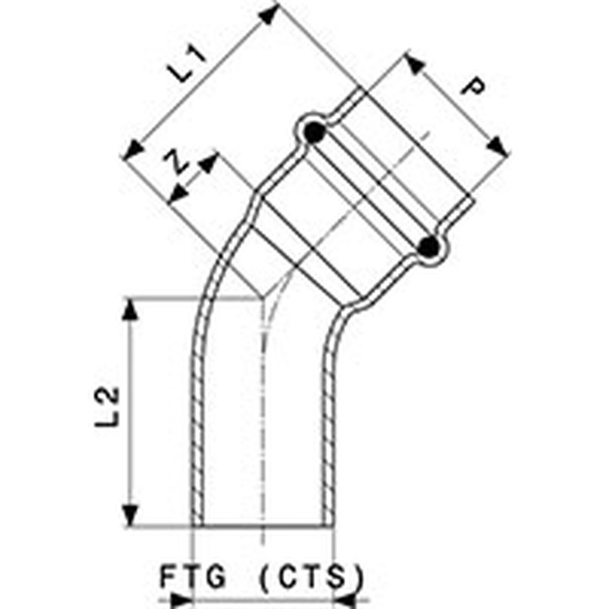 Viega 77073 (2926.1) ProPress 2 in 45 Degree Press x FTG Street Copper Elbow (1 Each) - 3
