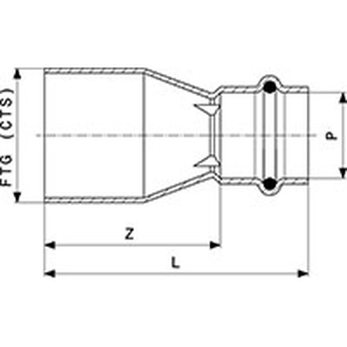 Viega 78112 (2915.1) ProPress Copper Reducer P x FTG 2 in x 1 in Zero Lead (1 Each) - 2