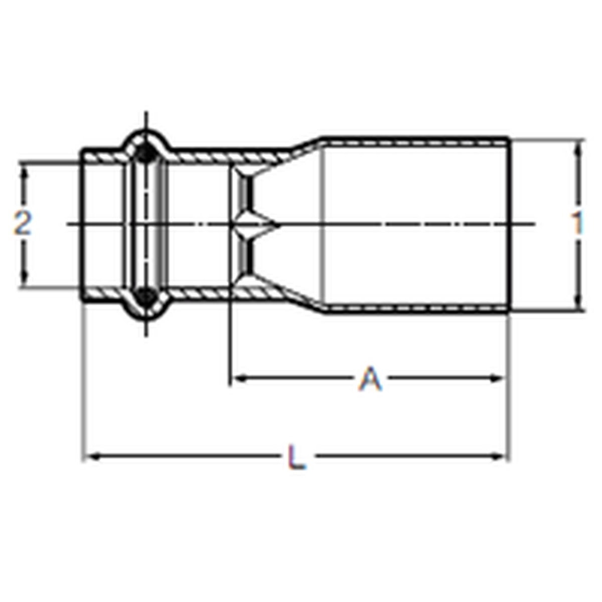 Viega 78112 (2915.1) ProPress Copper Reducer P x FTG 2 in x 1 in Zero Lead (1 Each) - 3