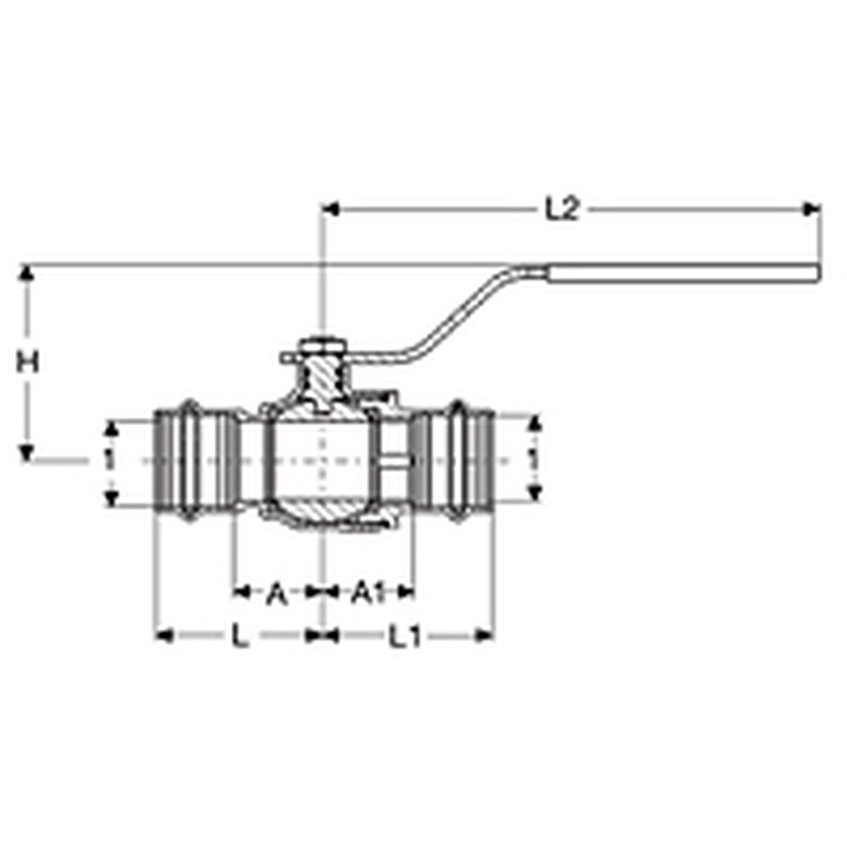 Viega 79930 (2971.1ZL) ProPress 1 in. x 1 in. Zero Lead Bronze Full Port Ball Valve (1 Each) - 3
