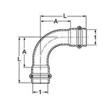 Viega 80420 (4016) ProPress 316 90 Degree Elbow Press x Press 1-1/2 in. - 2