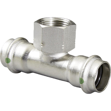 Viega 80880 (4017.2) ProPress 316 Stainless Steel Reducing Tee 1-1/4 in Press x 1-1/4 in Press x 1 in FPT (1 Each)
