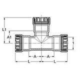 Viega 84430 (5918) MegaPress FKM Tee 1 1/2 x 1 1/2 x 3/4 in. Carbon Steel (1 Each) - 2