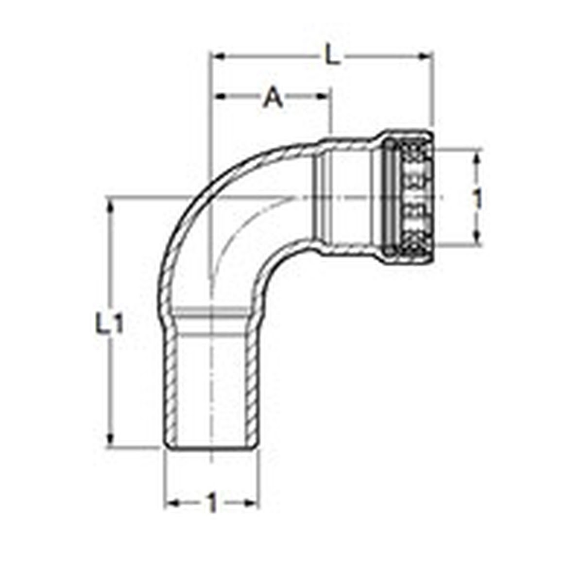Viega 84875 (5916.1) MegaPress FKM 1/2 in 90 Degree Street Elbow P x FTG (1 Each) - 2