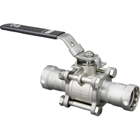 Viega 86500 (4175.8) MegaPress 304 FKM 1/2 in. x 1/2 in. Stainless Press 3-piece Ball Valve (1 Each)