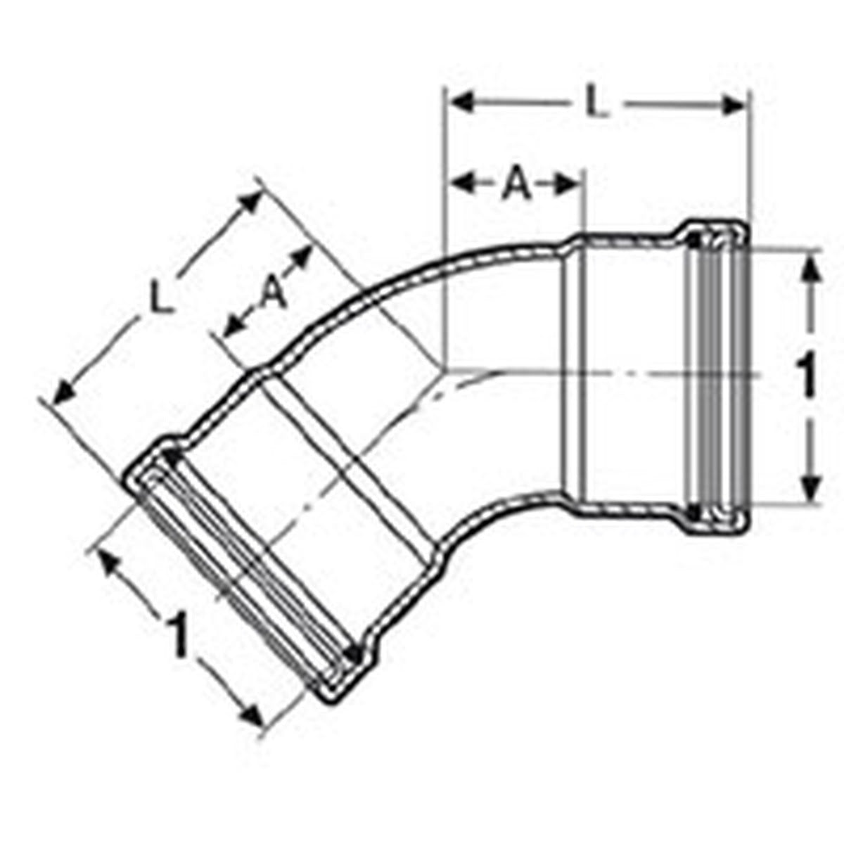 Viega 90070 (5126) MegaPress 316 1 1/2 in. 45 Degree Press Elbow (1 Pack) - 2