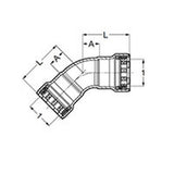 Viega 91775 (6826) MegaPress 316 FKM 1 1/2 in. 45 Degree Press x Press 316 Stainless Steel Elbow - 2