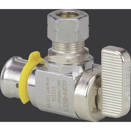 Viega 93515 (2842.4ZL) Angled PureFlow Press Stop Valve 3/8 in Press x 1/4 in CTS Compression (1 Each)