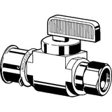 Viega 94023 (2842.3ZL) PureFlow Press Straight Stop Valve 3/8 in. Press x 1/4 in. CTS Compression Nickel-Plated Brass Quarter Turn (1 Each) - 2