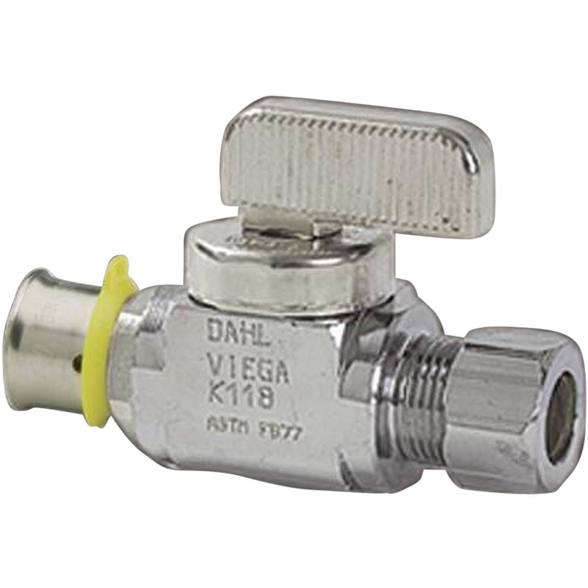 Viega 94031 (2842.3ZL) PureFlow Press Straight Stop Valve 1/2 in. Press x 1/4 in. CTS (1 Each)