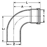 Viega 95525 (4116.1XL) MegaPress 304 FKM 4 in. Press x 4 in. FTG IPS 90 Degree Street Elbow (1 Each) - 2