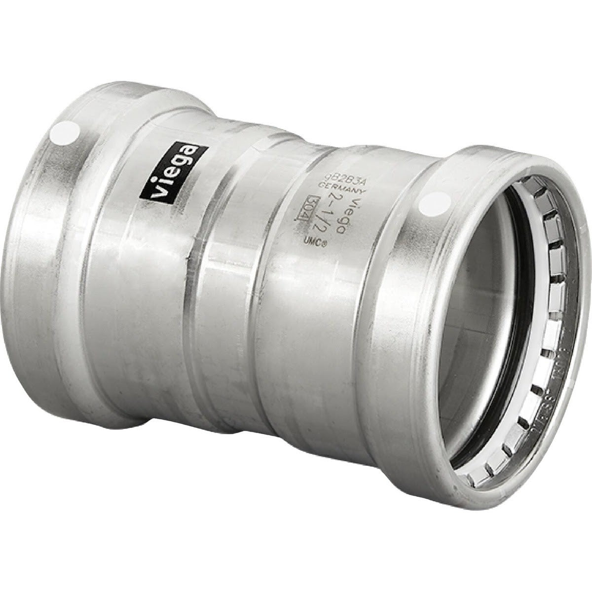 Viega 95655 (4115XL) 4 in x 4 in MegaPress 304 Stainless Steel Press Coupling with Stop (1 Each)