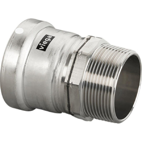Viega 98305 (6811XL) MegaPress 316 FKM 3 in. Press x 3 in. MPT 316 Stainless Steel Adapter (1 Pack)