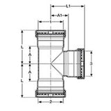Viega 98445 (6818XL) MegaPress 316 FKM 4 in. Stainless Steel Press Tee with FKM Sealing Elements (1 Each) - 2