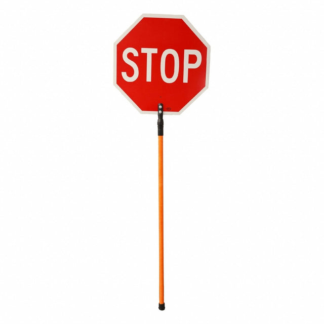 Vizcon 18024-SS-EG-6T 24" x 24" Stop Slow Engineer Grade Reflective Aluminum Paddle Sign with 6' to 8' Telescoping Fiberglass Handle