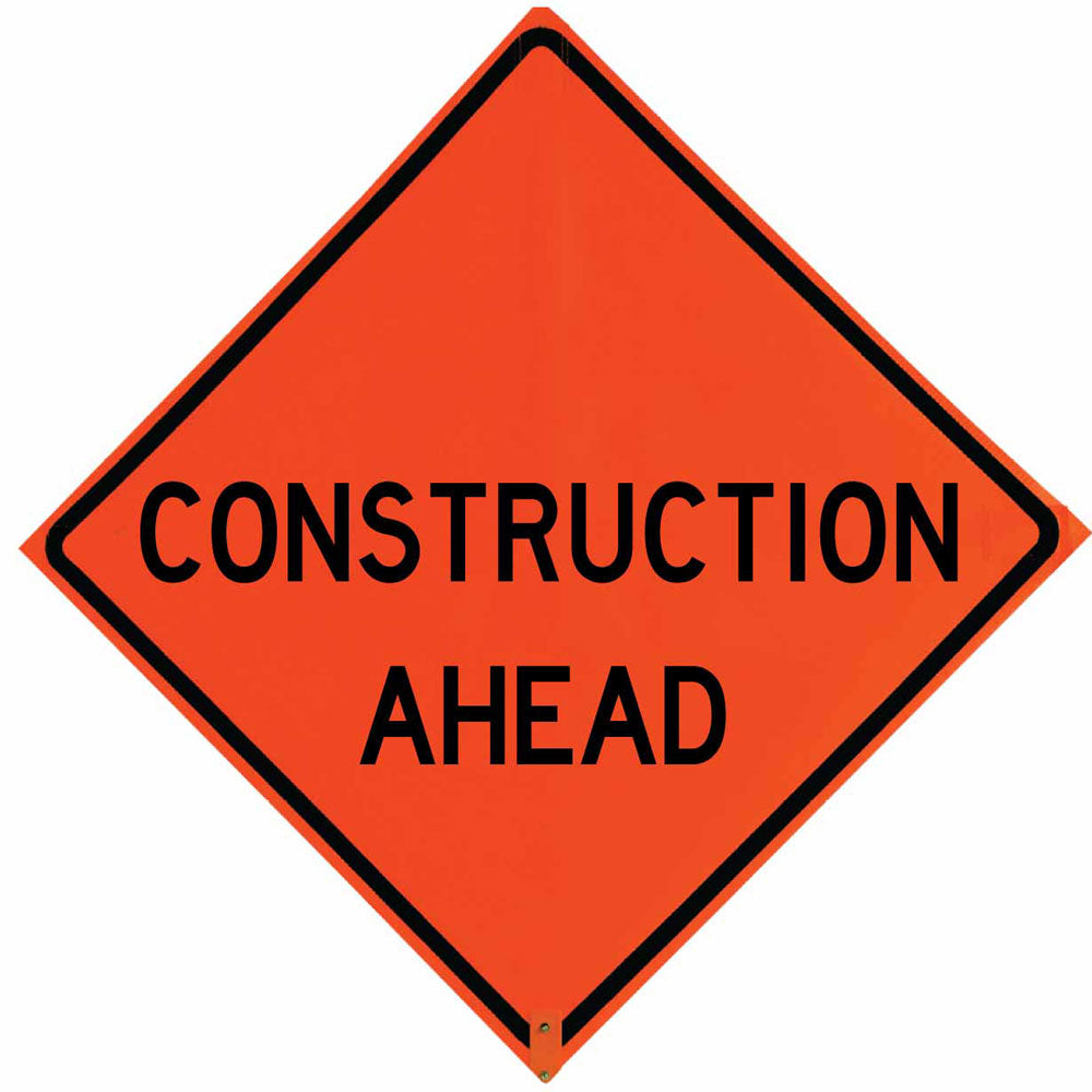 Vizcon 26036-EV-HF-COA 36" Non-Reflective Vinyl Roll-Up Sign, Construction Ahead