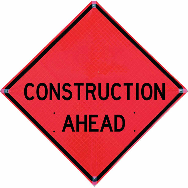 Vizcon 26048-EFO-HF-COA 48" Reflective Vinyl Roll-Up Sign, Construction Ahead