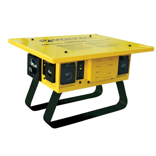 Voltec 09-00677 6 Duplex 20A 5-20R GFCI Temporary Power Box with U-Ground T-Slot Outlets, 50A 125/250V Input