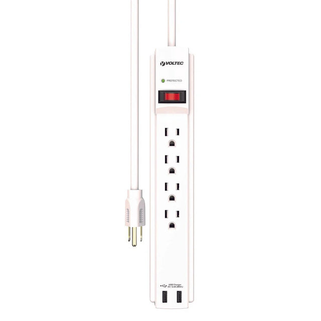 Voltec 11-00228 4 Outlet Surge Protector with 2 USB Ports 4' Power Cord