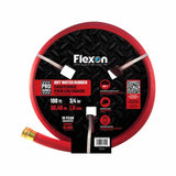 Flexon FAR34100 100' 3/4" Contractor Grade Red Hot Water Rubber, Hex Design, High Burst Strength, Hex Couplings - 2