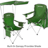 Wakeman 696593JEY Camping Chair with Canopy Shade 300 lb Capacity 37 x 23 x 53" Folded 6 x 37" - 2