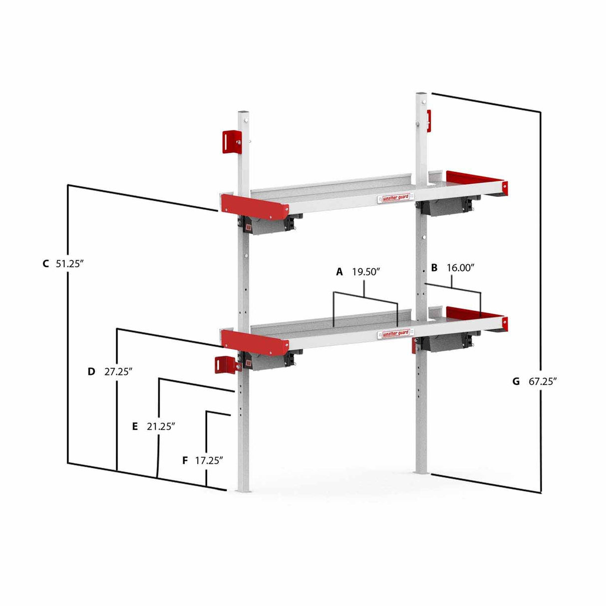 Weather Guard 9536-3-01 Folding Van Shelving Unit with 2 Shelves for Flexible Van Storage - 2
