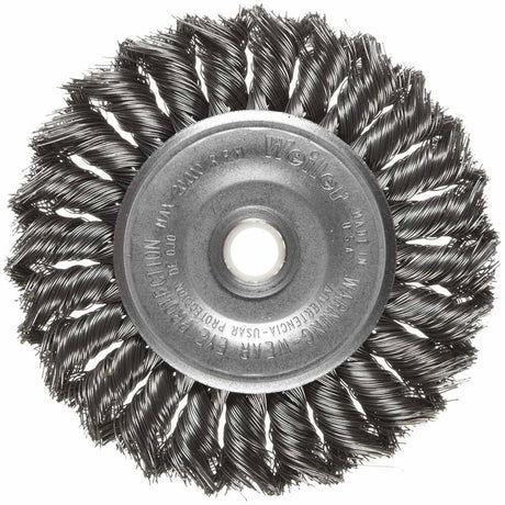 Weiler 08044 4" Standard Twist Wire Wheel, .014 Steel Fill, 1/2"-3/8" Arbor Hole