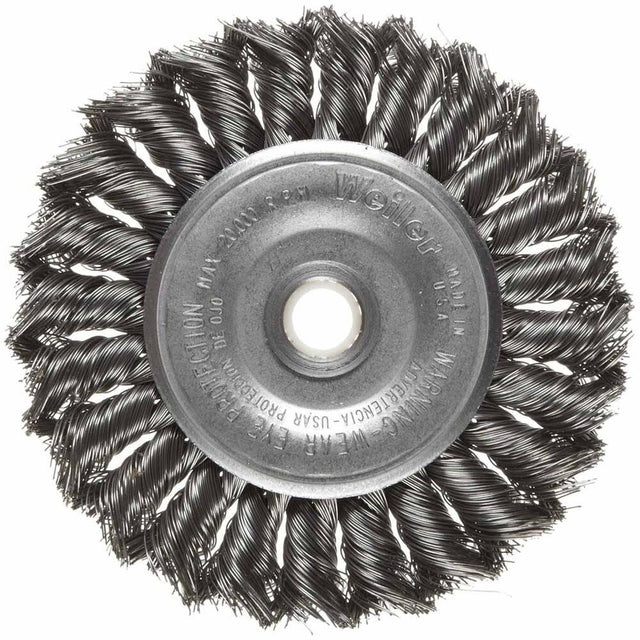 Weiler 08044 4" Standard Twist Wire Wheel, .014 Steel Fill, 1/2"-3/8" Arbor Hole