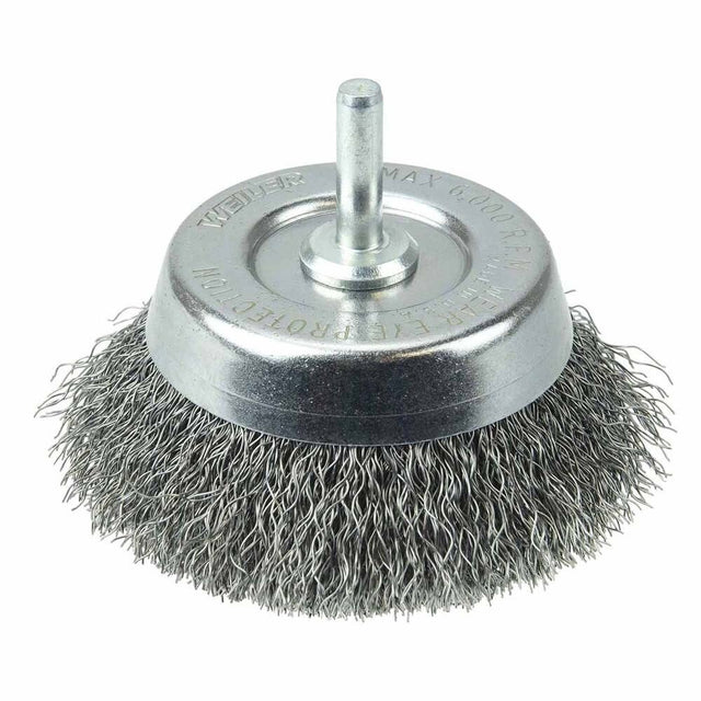 Weiler 14302 2 3/4 in. Crimped Wire Cup Brush, .0118 Steel Fill 1/4 in. Stem